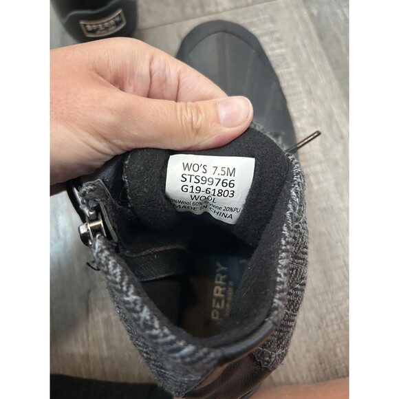 Sperry Boots Womens 7.5 Syren Gulf Zip Lace Up Winter Duck Bootie STS99766 Black - Picture 7 of 8